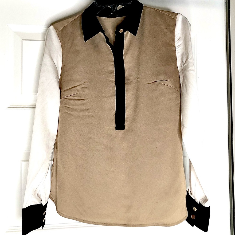 👚 Ann Taylor Color Block Blouse Silky Dress Shirt